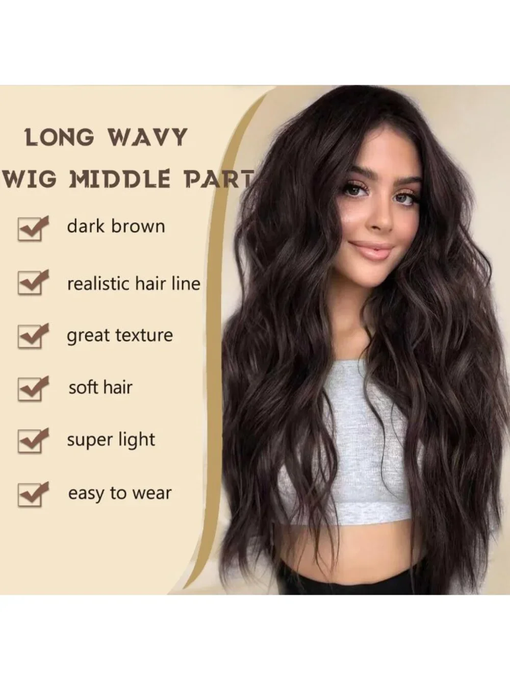 Long Wavy Dark Brown Wig 26